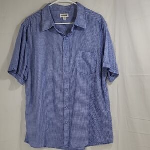 Haggar Casual Blue Button Down Shirt Relaxed Fit
